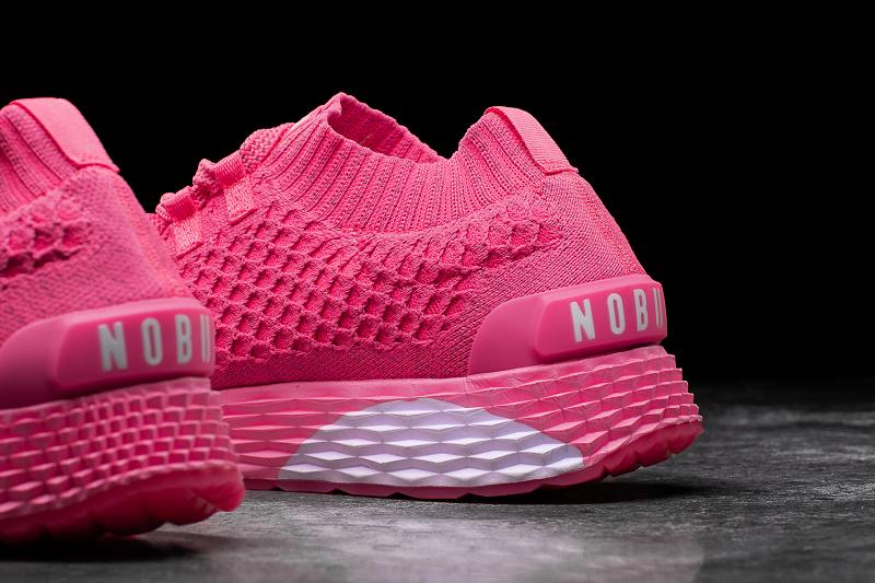 Nobull Neon Reflective Knit Runner Women's Running Shoes Pink | USA F1804D